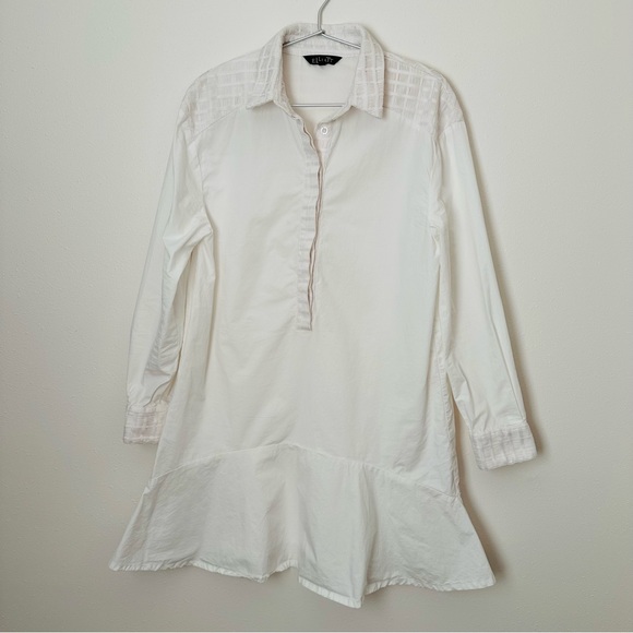 Elliatt white collared shirt dress mini poplin drop waist - Picture 6 of 8